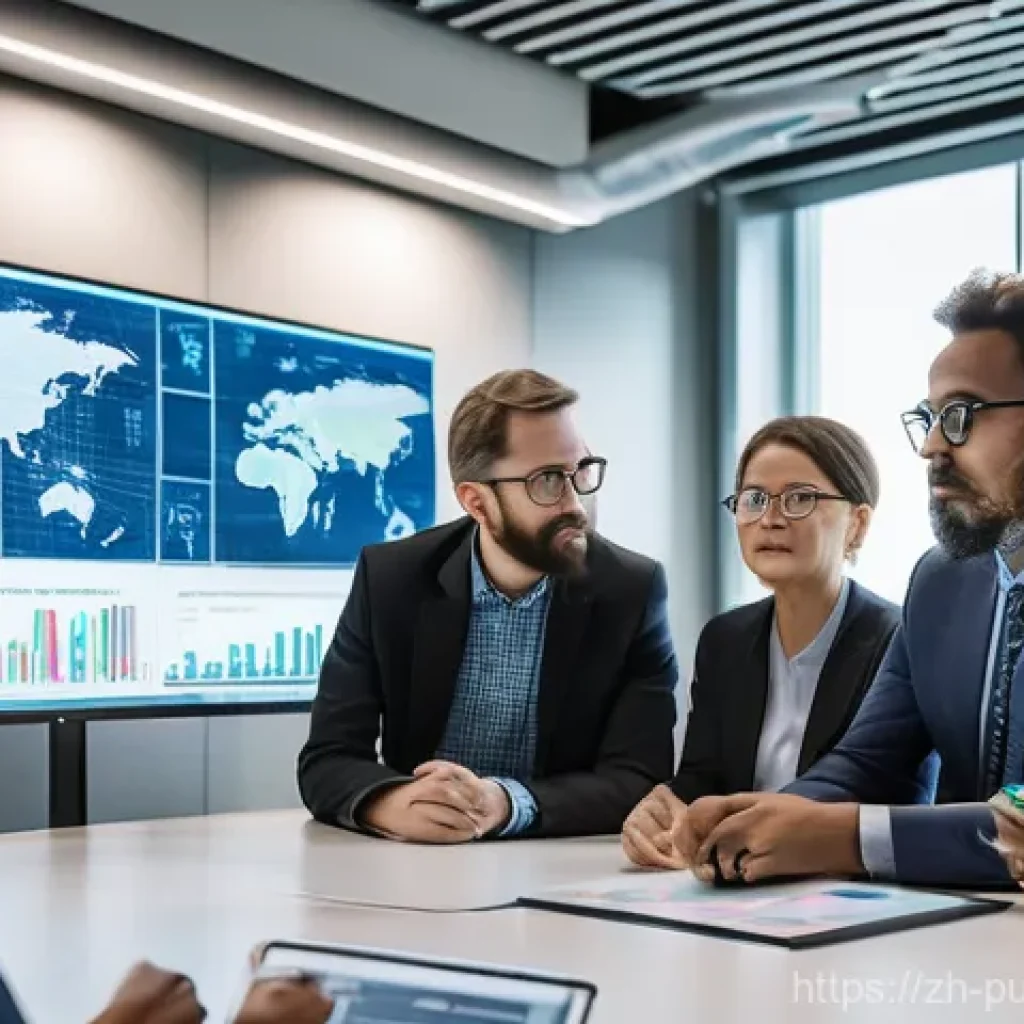 공공관리사 관련 학회 활동의 중요성 - **Prompt:** A dynamic, wide-angle shot of a modern, brightly lit conference room filled with a diver...