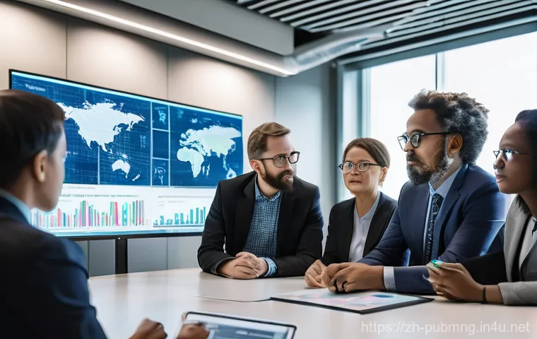 공공관리사 관련 학회 활동의 중요성 - **Prompt:** A dynamic, wide-angle shot of a modern, brightly lit conference room filled with a diver...