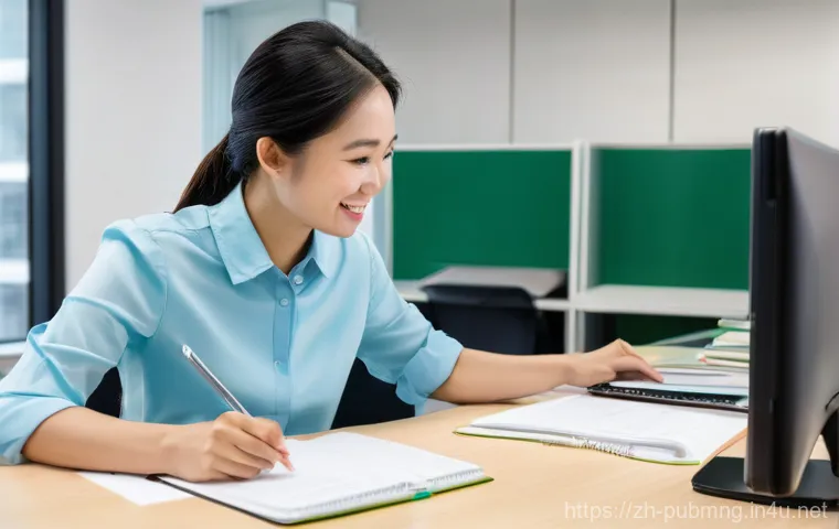 공공관리사 취업 후 자주 묻는 질문 - **Prompt: "New Public Administrator's Journey of Learning"**
    A determined East Asian female publ...