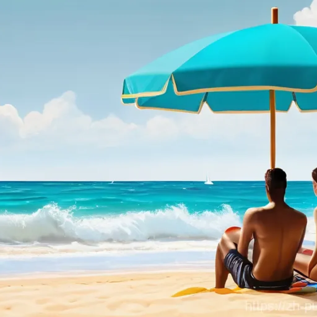 공공관리사 직무별 연봉 통계 분석 - **Prompt 1:** A vibrant, sun-drenched beach scene with a group of diverse young adults, all wearing ...