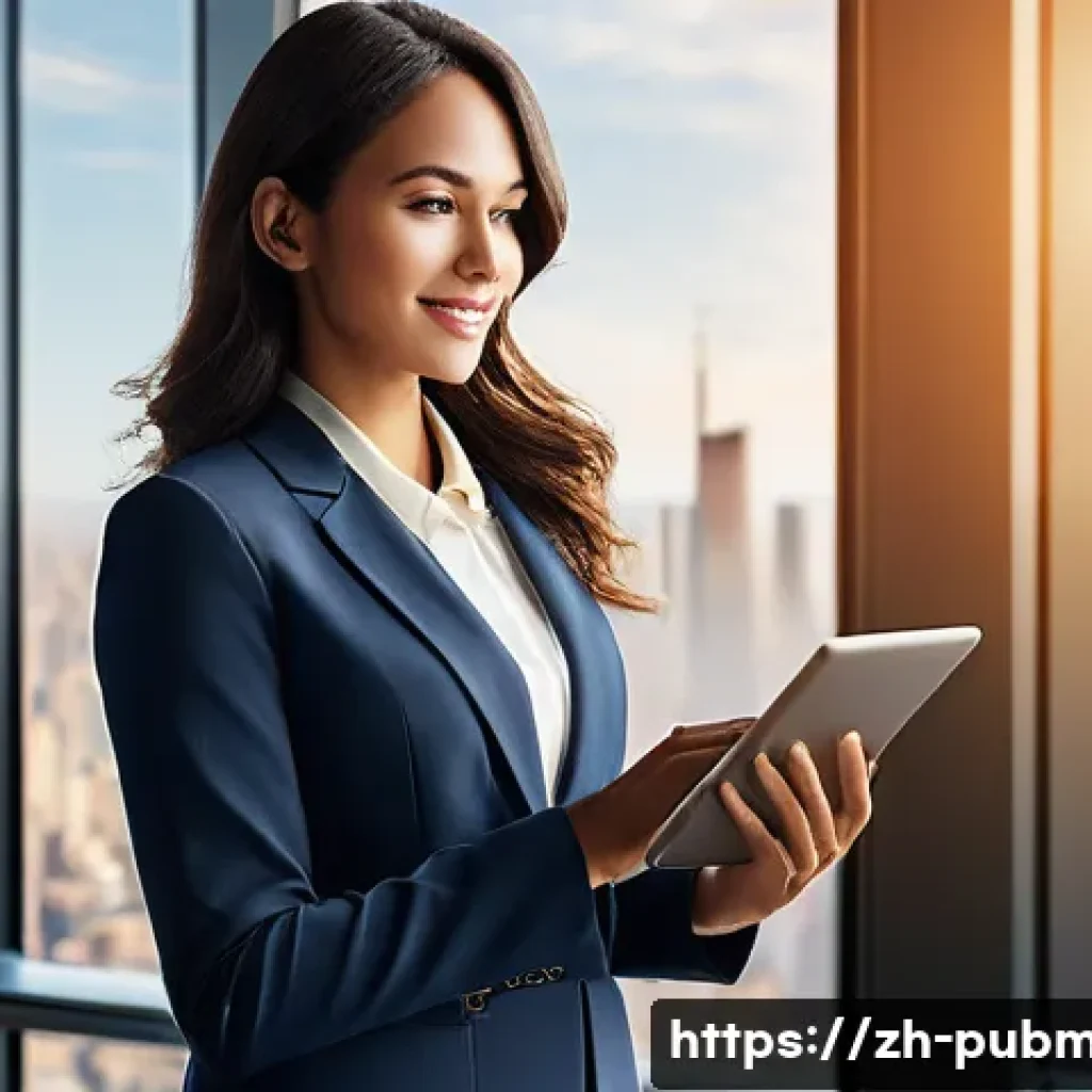 공공관리사 자격증의 장점과 단점 - **Prompt: "A confident female professional, in her late 20s, standing in a modern, sunlit office wit...