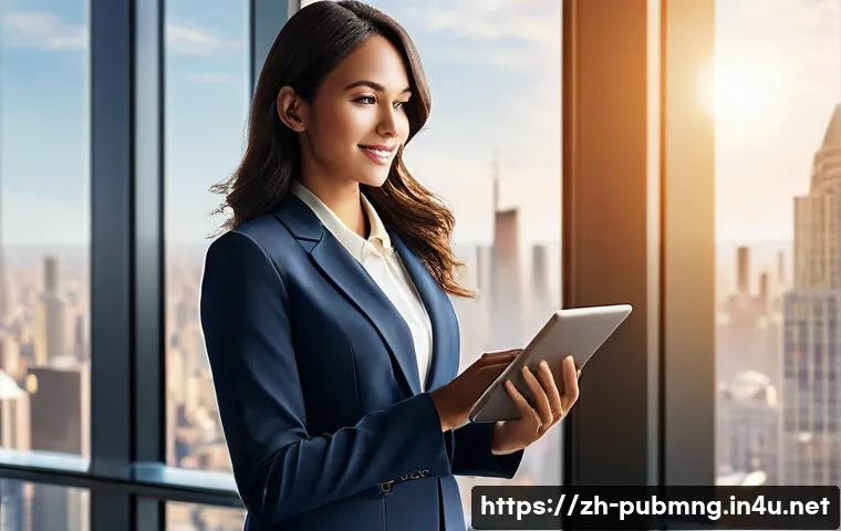 공공관리사 자격증의 장점과 단점 - **Prompt: "A confident female professional, in her late 20s, standing in a modern, sunlit office wit...