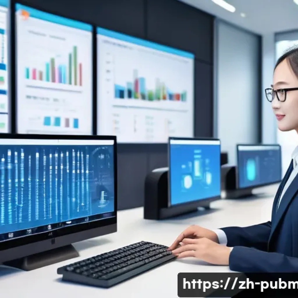 공공관리사와 관련된 주요 이슈 - A modern public administration office scene in a Chinese city, showcasing digital transformation: di...