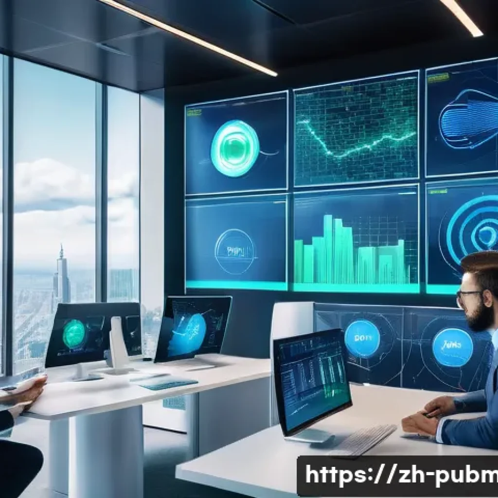 공공관리사와 관련된 최신 연구 주제 - A futuristic smart city control center with large transparent digital screens displaying real-time b...