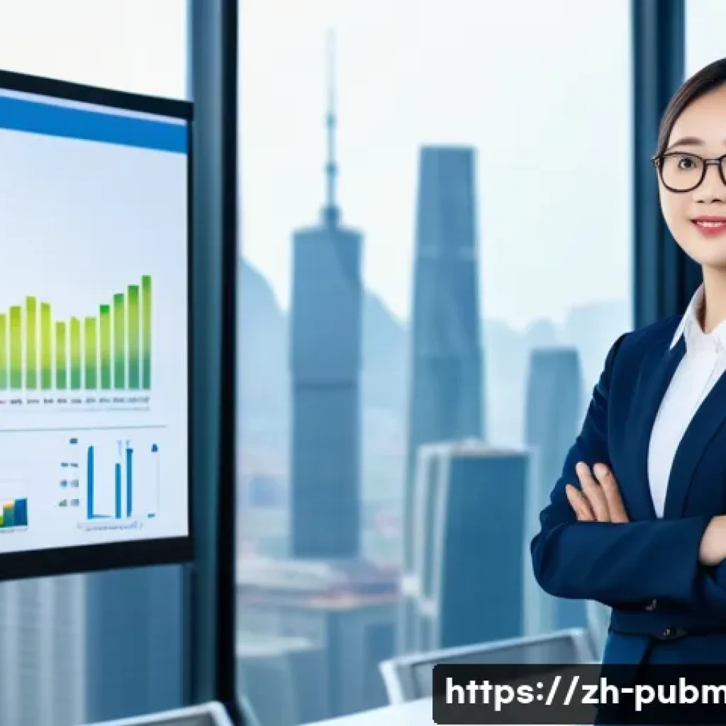 공공관리사 자격증의 실제적인 혜택 - A modern office scene showing a confident young Chinese professional woman wearing business attire a...