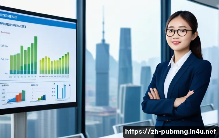 공공관리사 자격증의 실제적인 혜택 - A modern office scene showing a confident young Chinese professional woman wearing business attire a...