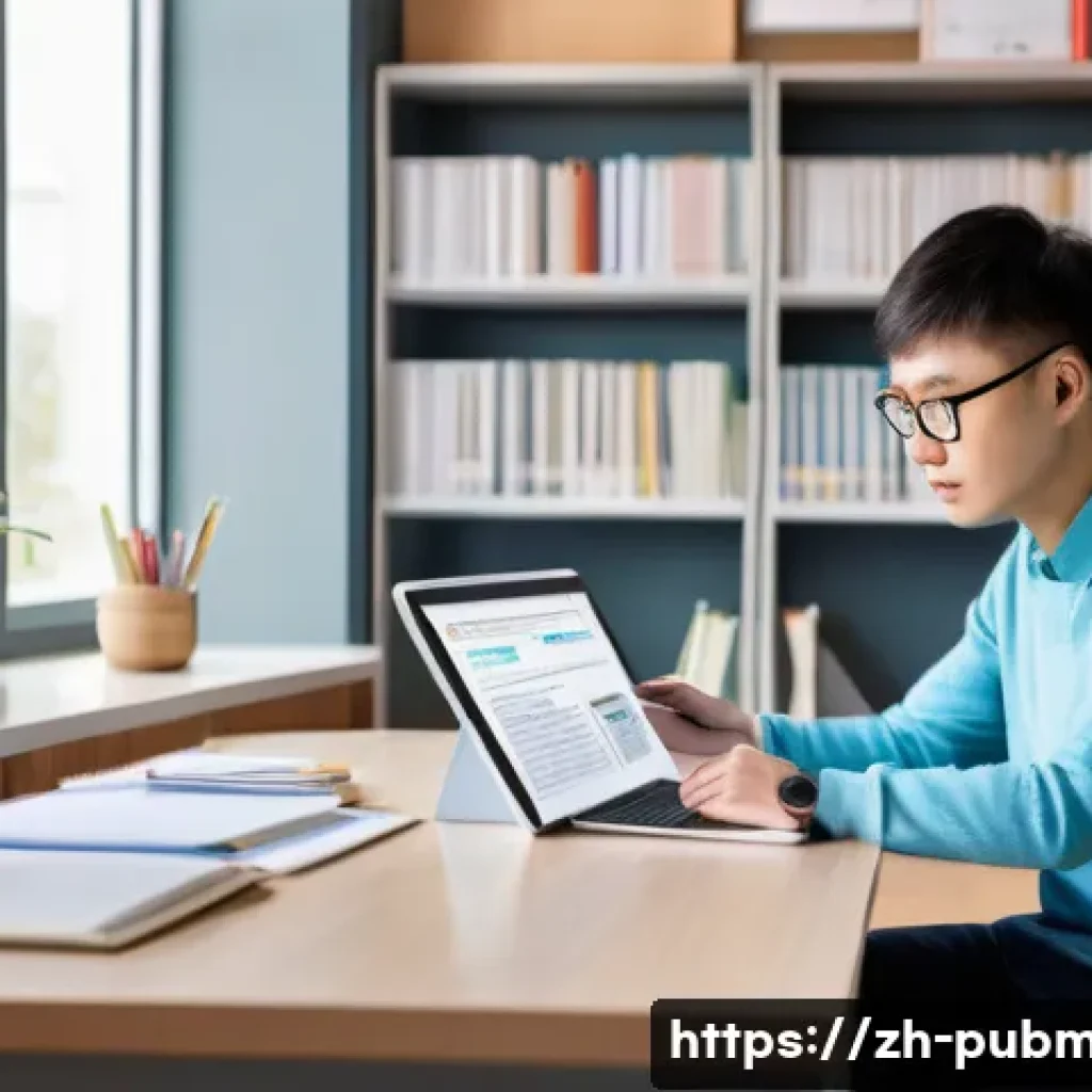 공공관리사 시험 준비 과정 공유 - A modern study room scene featuring a young Chinese adult seated at a sleek desk with multiple digit...