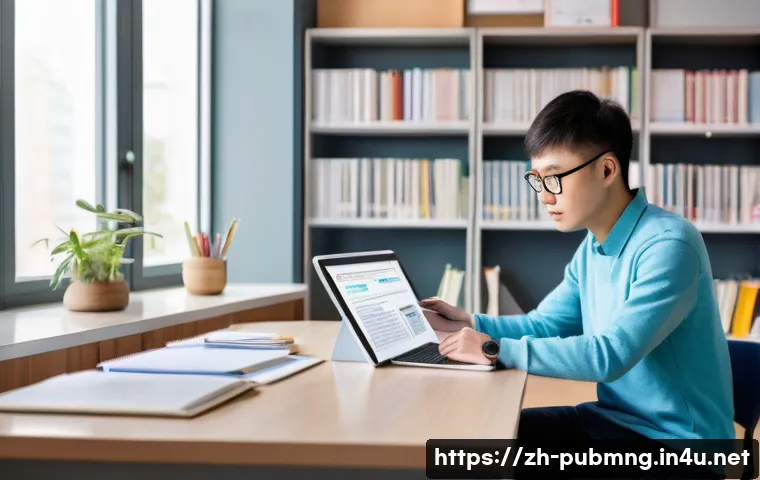 공공관리사 시험 준비 과정 공유 - A modern study room scene featuring a young Chinese adult seated at a sleek desk with multiple digit...