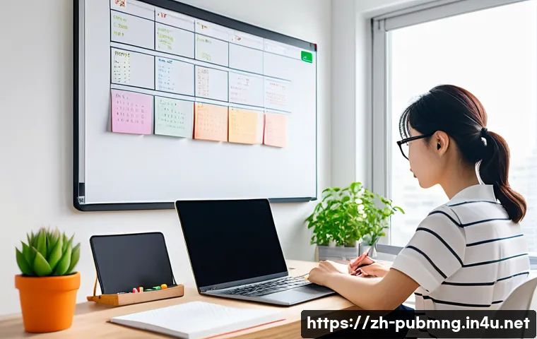 공공관리사 시험 대비의 어려움 극복 사례 - A modern study scene featuring a young Chinese adult sitting at a tidy desk in a bright, minimalist ...