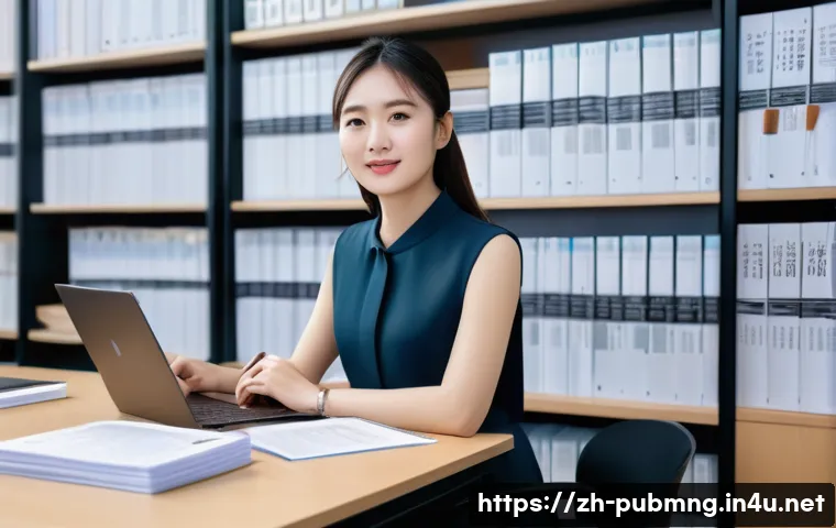 공공관리사 취업 시 참고해야 할 필수 자료 - A professional Chinese public administration office scene, featuring a confident young woman in busi...