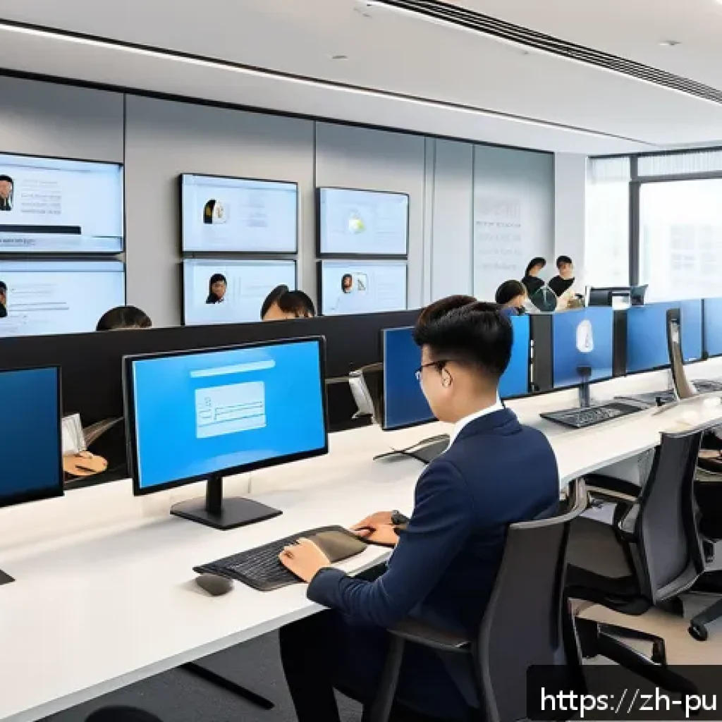 공공관리사 실무에서 필요한 프로젝트 관리 기술 - A modern office environment showing a diverse professional team engaged in a multi-channel communica...