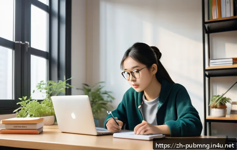 공공관리사 필기 및 실기 준비 팁 - A focused young adult Chinese student sitting at a tidy desk in a modern study room, wearing casual ...