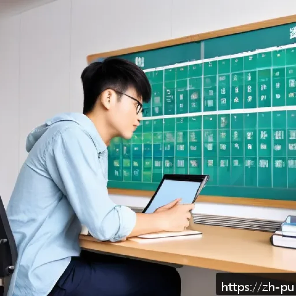 공공관리사 필기시험 합격 비결 - A modern study room scene featuring a young Chinese adult in casual attire sitting at a tidy wooden ...