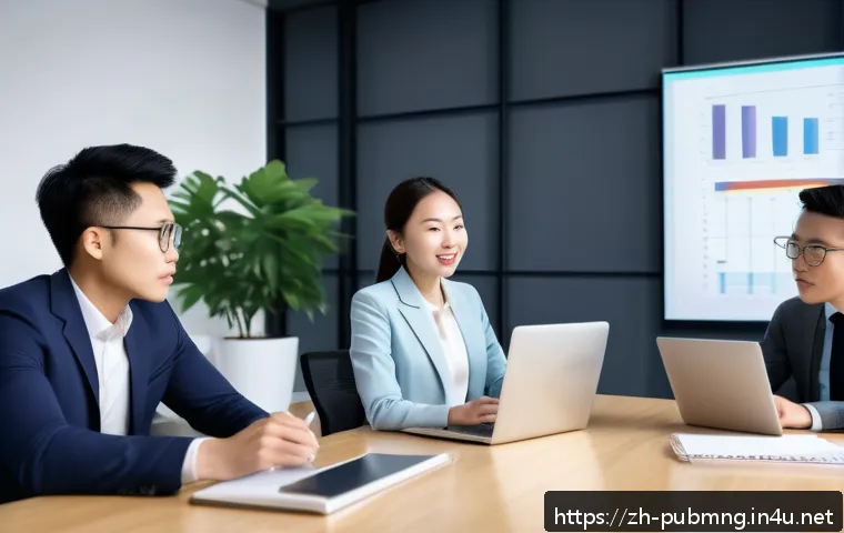 공공관리사 취업 후 첫 달 준비사항 - A modern office scene showing a diverse group of young professionals actively engaged in a team meet...