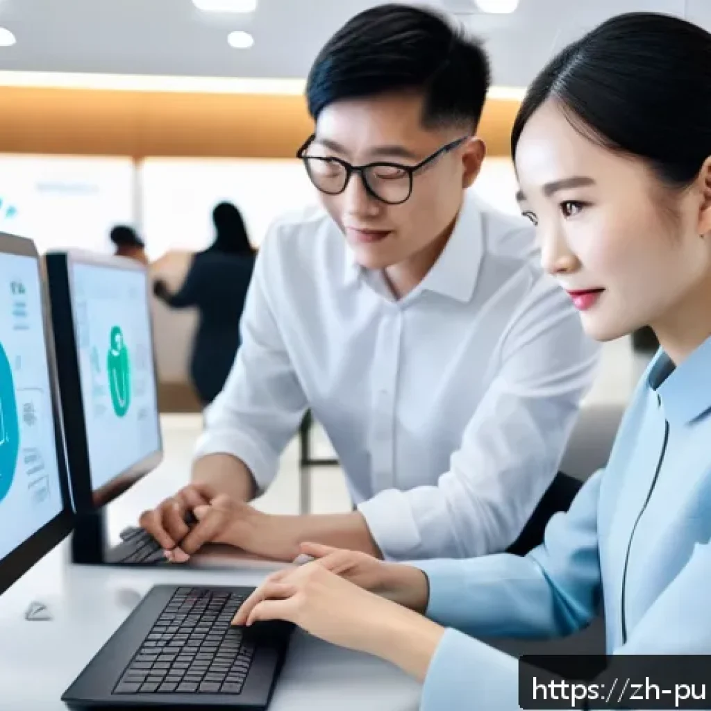 공공관리사 직무 변화를 위한 조언 - A modern Chinese public management office scene showcasing diverse professionals collaborating digit...