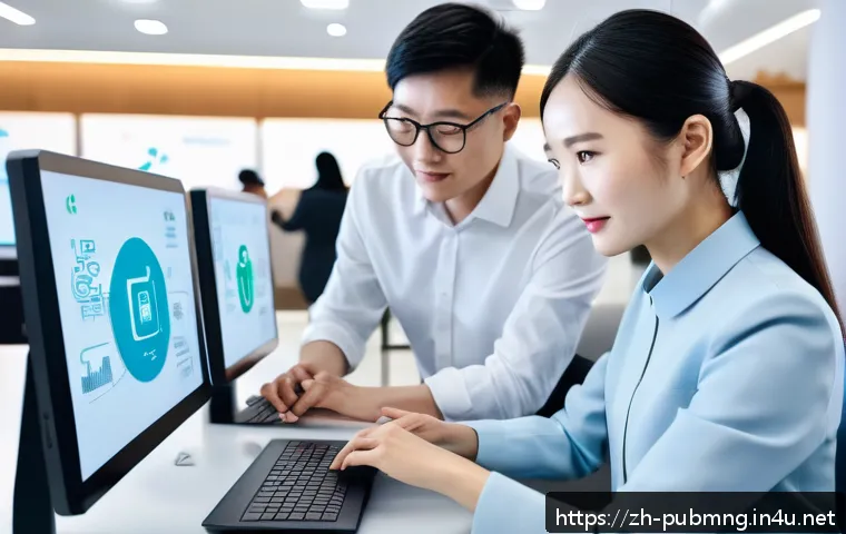 공공관리사 직무 변화를 위한 조언 - A modern Chinese public management office scene showcasing diverse professionals collaborating digit...