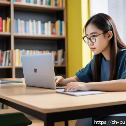 공공관리사 필기시험 준비에 도움이 되는 앱 - A modern study scene featuring a young Chinese student sitting at a tidy desk with a sleek laptop di...