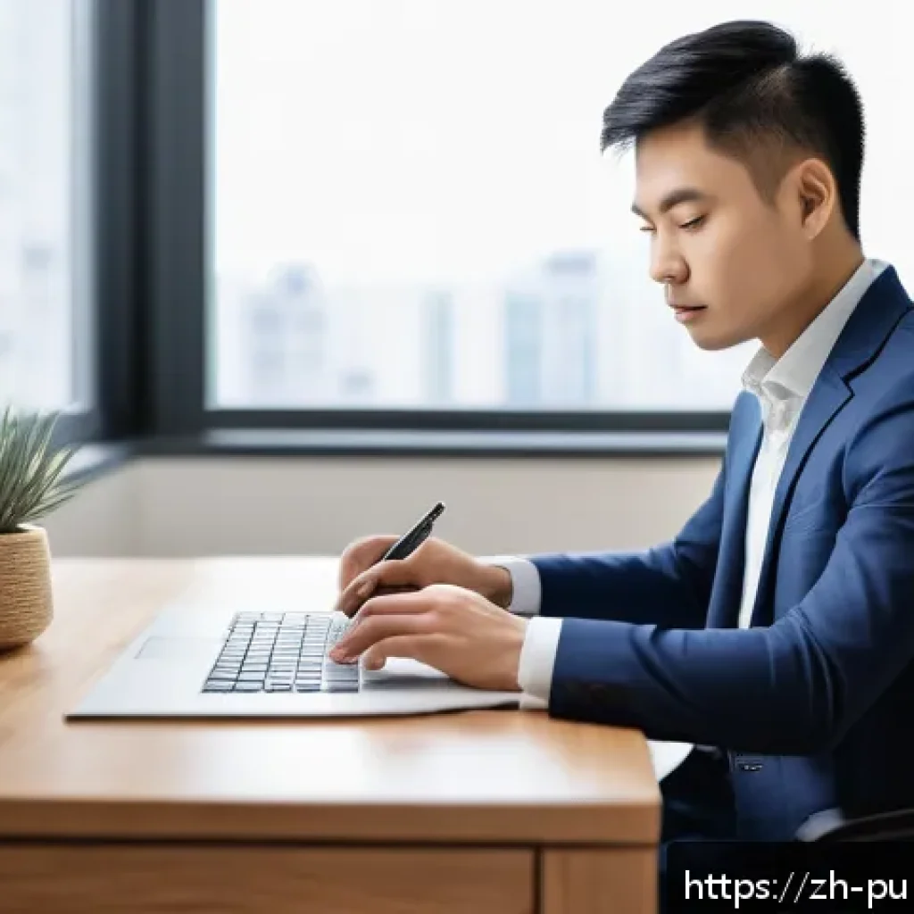 공공관리사 실무 경험 공유 - A modern office scene showing a focused young professional using the Pomodoro Technique: a digital t...