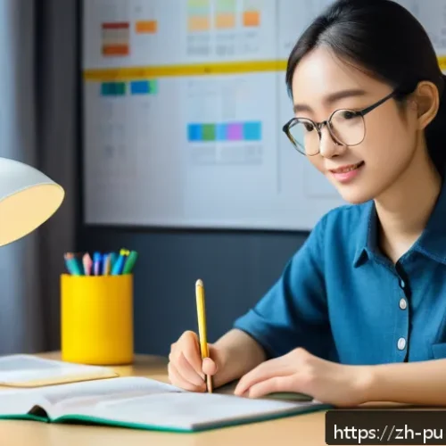 공공관리사 시험 준비를 위한 추천 강의와 자료 - A modern, bright study room scene featuring a young Chinese adult student sitting at a clean desk wi...