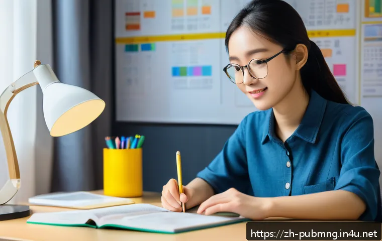 공공관리사 시험 준비를 위한 추천 강의와 자료 - A modern, bright study room scene featuring a young Chinese adult student sitting at a clean desk wi...
