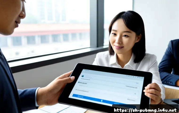 공공관리사 직무 만족도 설문 조사 - Photorealistic public service manager in a neat modern municipal office, thoughtfully completing an ...
